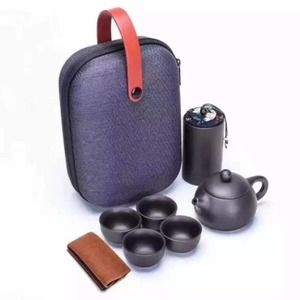 Ceramic Tea Set with Travel Case for Travel Home Outdoor and Office